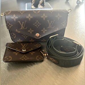 Louis Vuitton Monogram Félicie Strap and Go Kaki